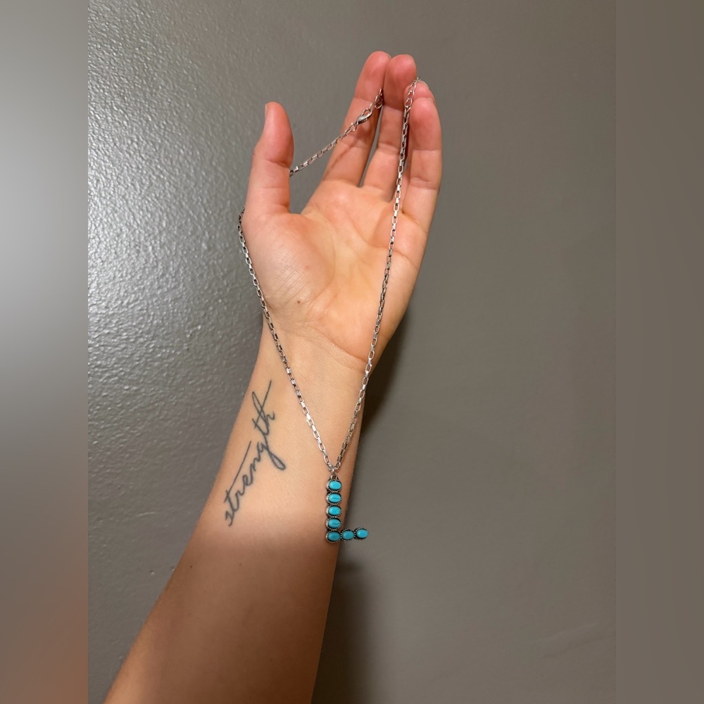 Faux Turquoise “L” Necklace